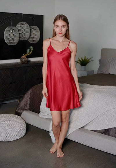 Red Layla Silky Slip Dress