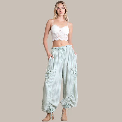 Mint pinstripe cargo pants