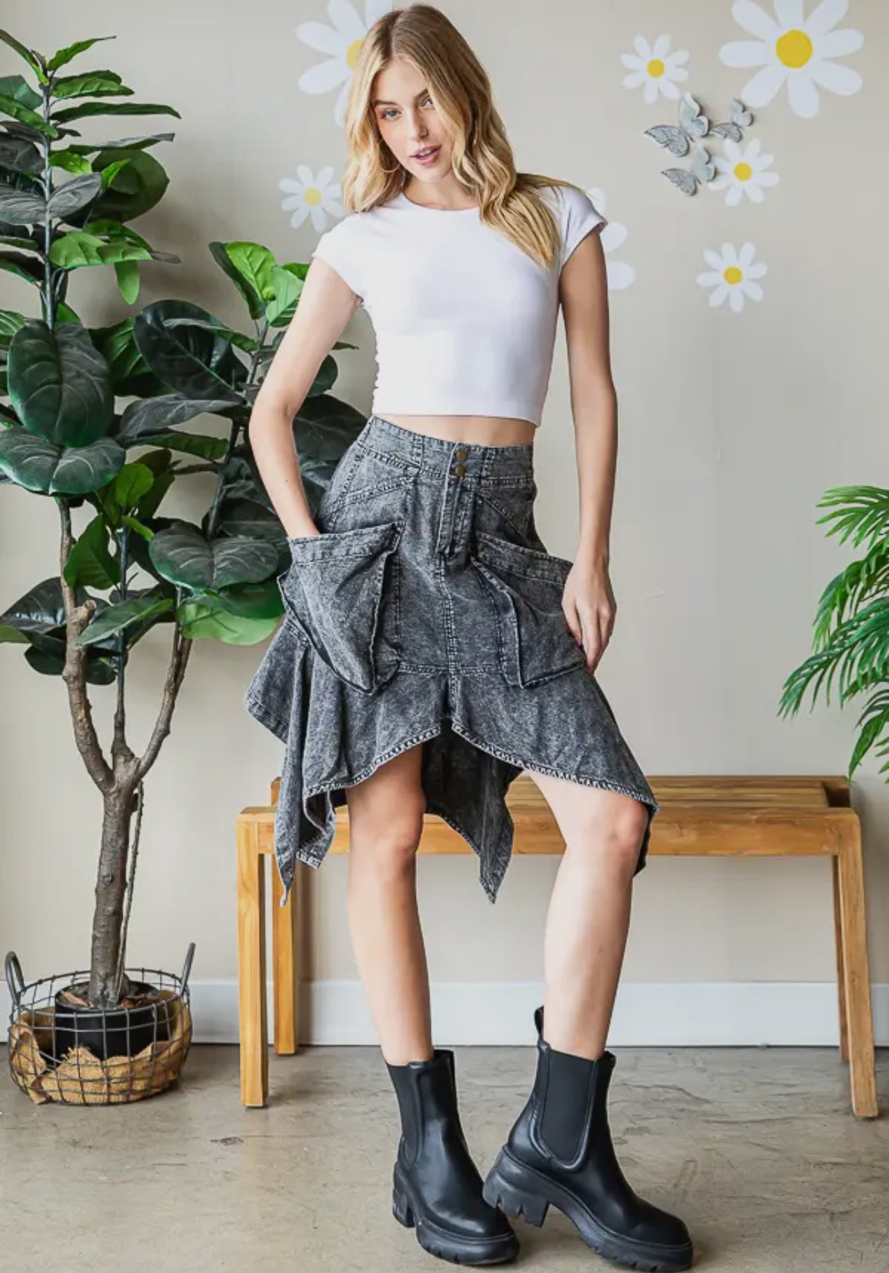 Uneven hem skirt