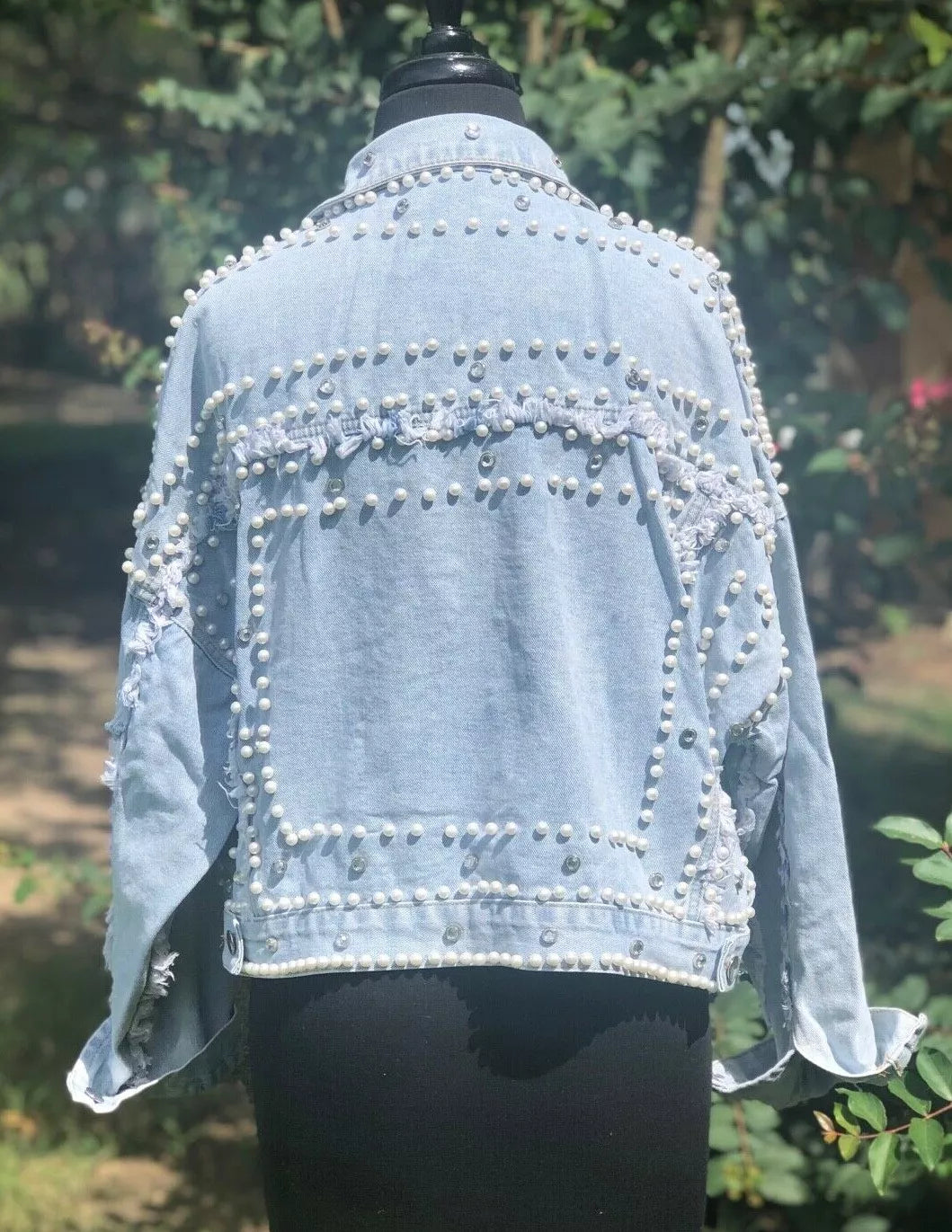 Rhinestone and Pearl Jean Jacket