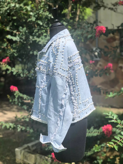 Rhinestone and Pearl Jean Jacket