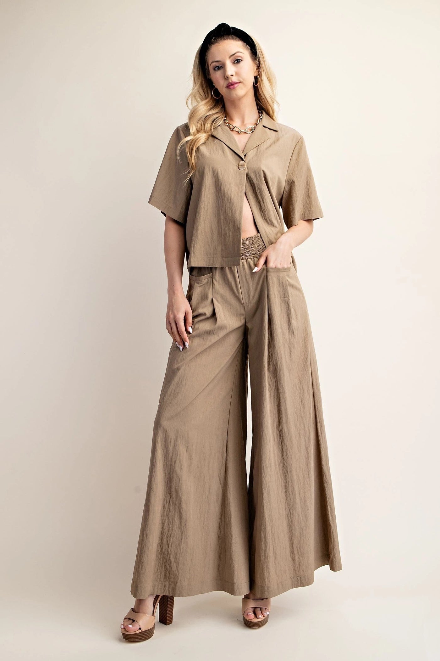 Giselle Wide Leg pants - Taupe