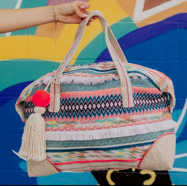 Weekender with Frill and Pom Pom Tassel