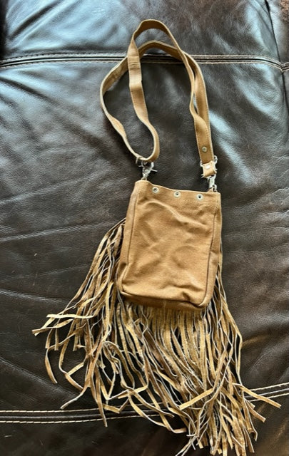Fringe leather messenger bag