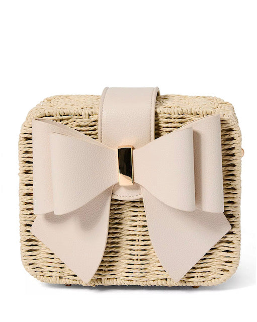 Poppy Bowtie Straw Crossbody