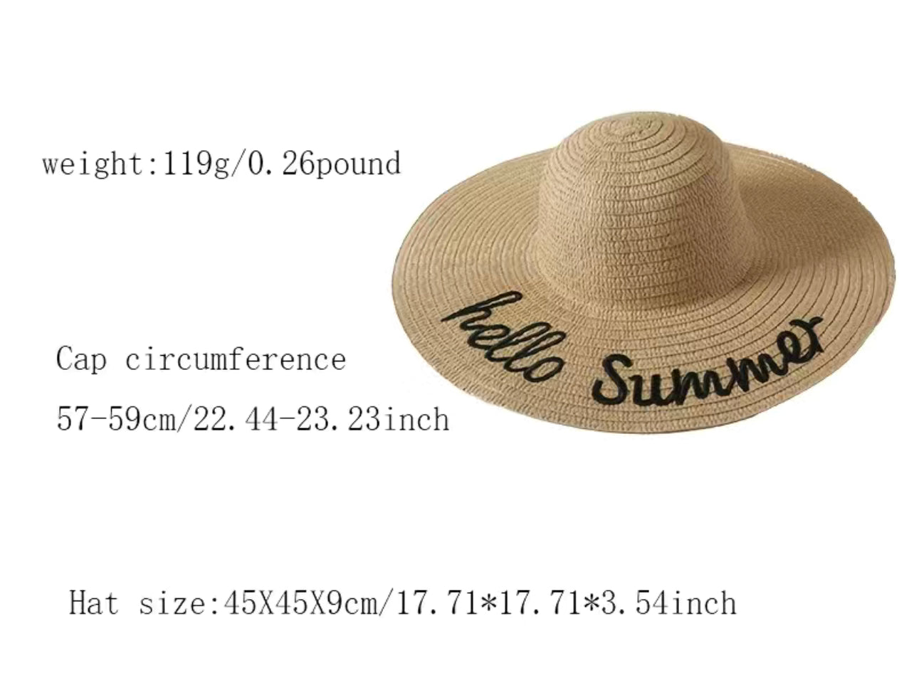 Hello summer wide, brim embroidered Hamsun hat