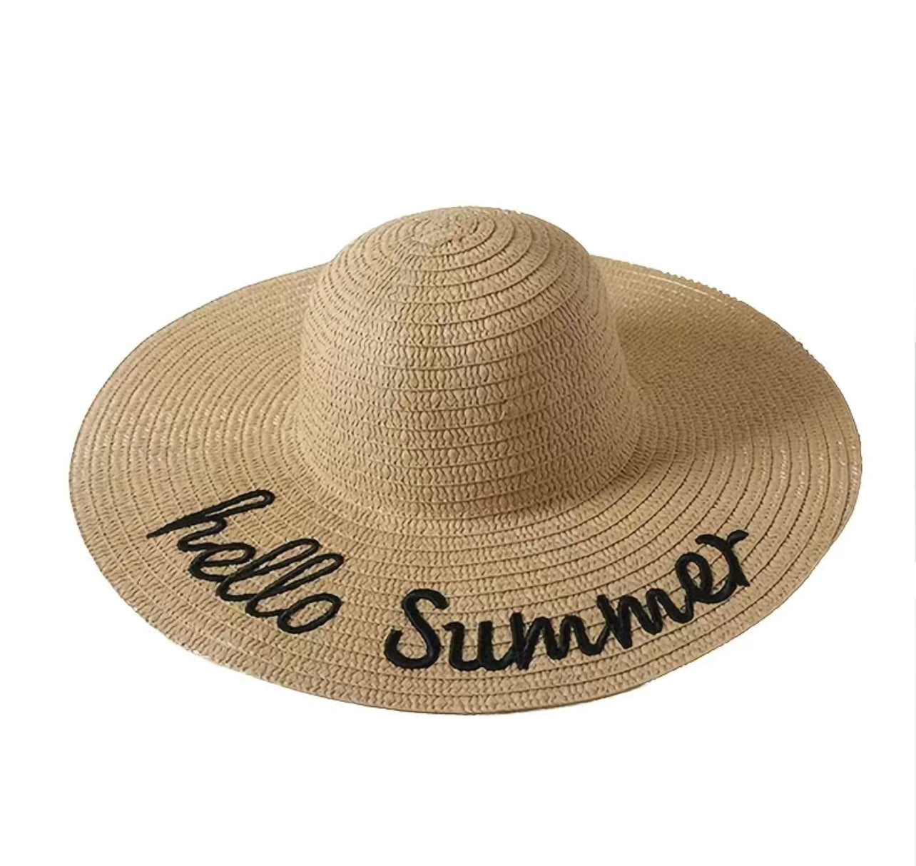 Hello summer wide, brim embroidered Hamsun hat