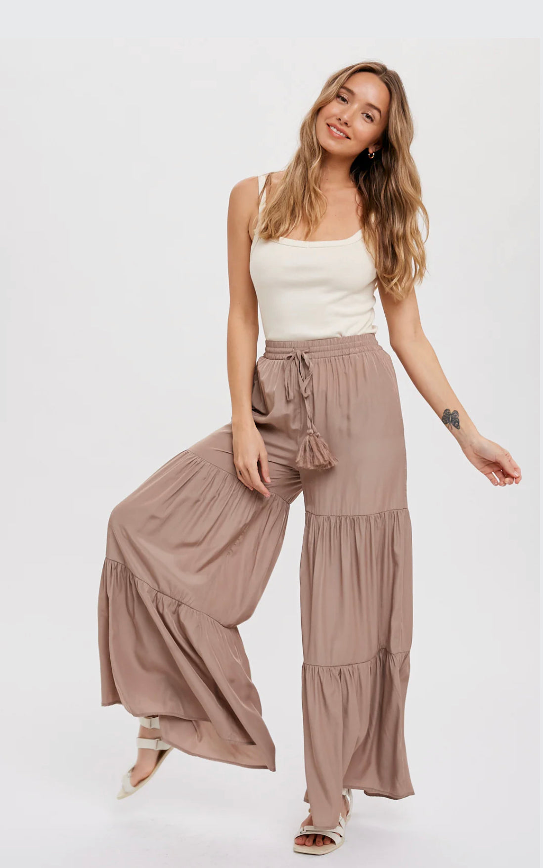 Palazzo boho linen blend pants