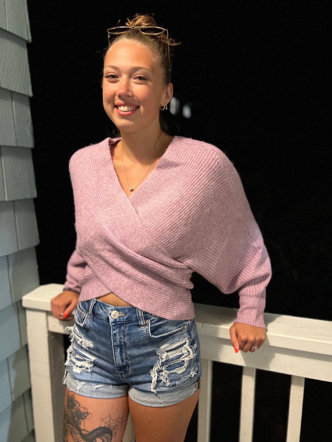 Crossover Ribbed Sweater