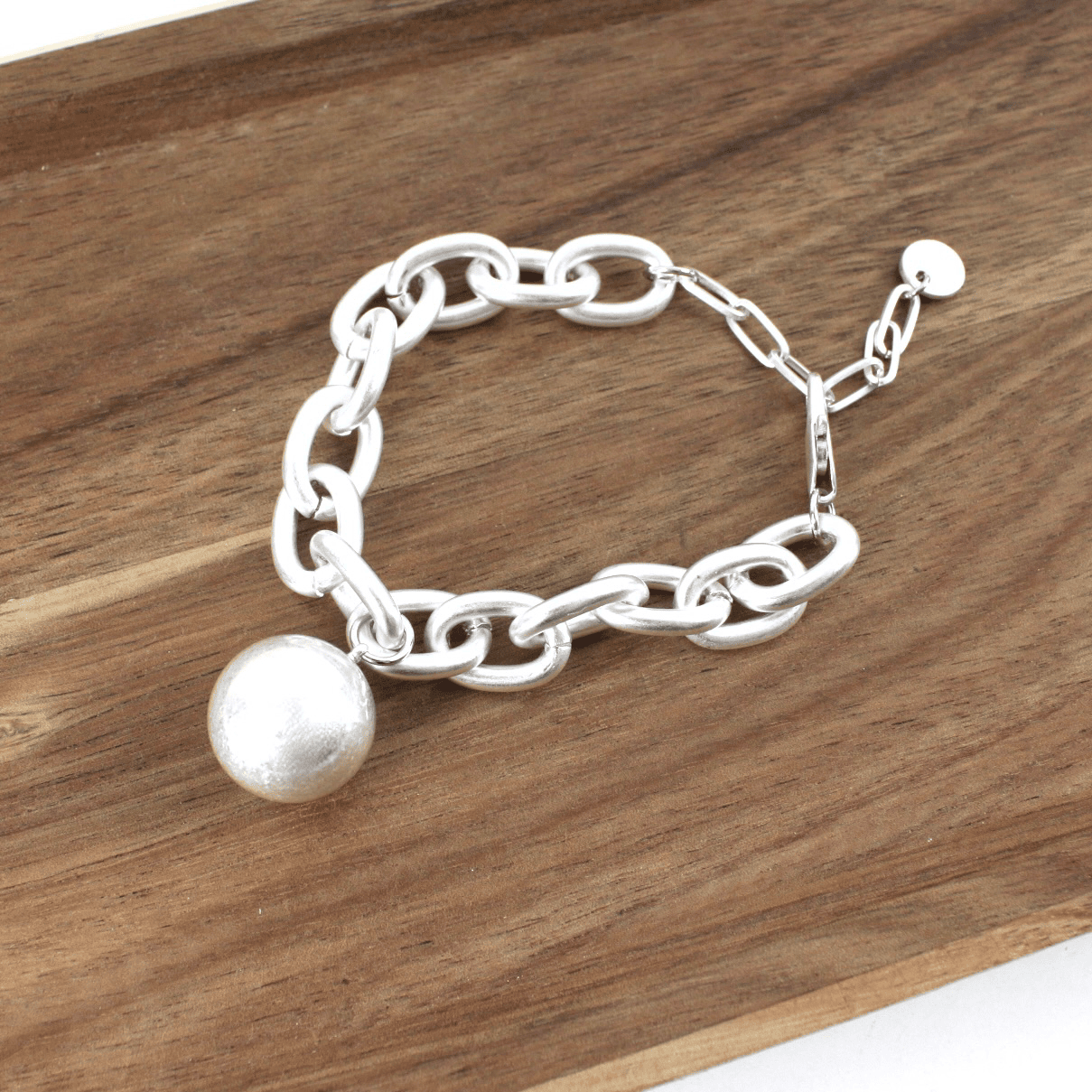 Large Silver chain link bracelet