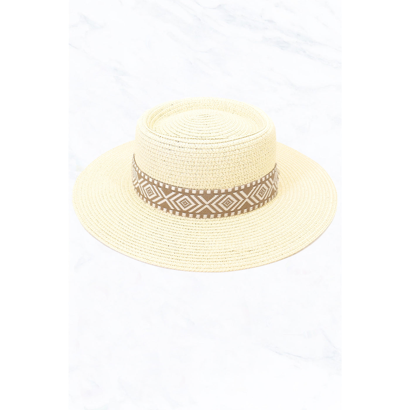 Travel Outdoor Sun Protection Sun Hat Concave Top Straw Hat - Ivory