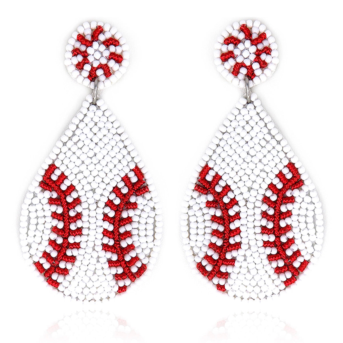 Handmade Pierced Teardrop Softball/Baseball Earrings