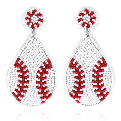 Handmade Pierced Teardrop Softball/Baseball Earrings
