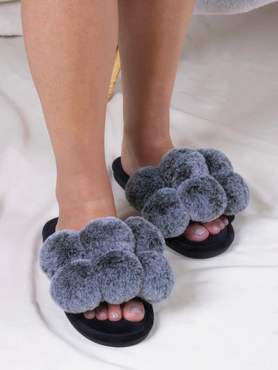 Sweet Dream Collection -Dolly Pom Pom Slippers in Black