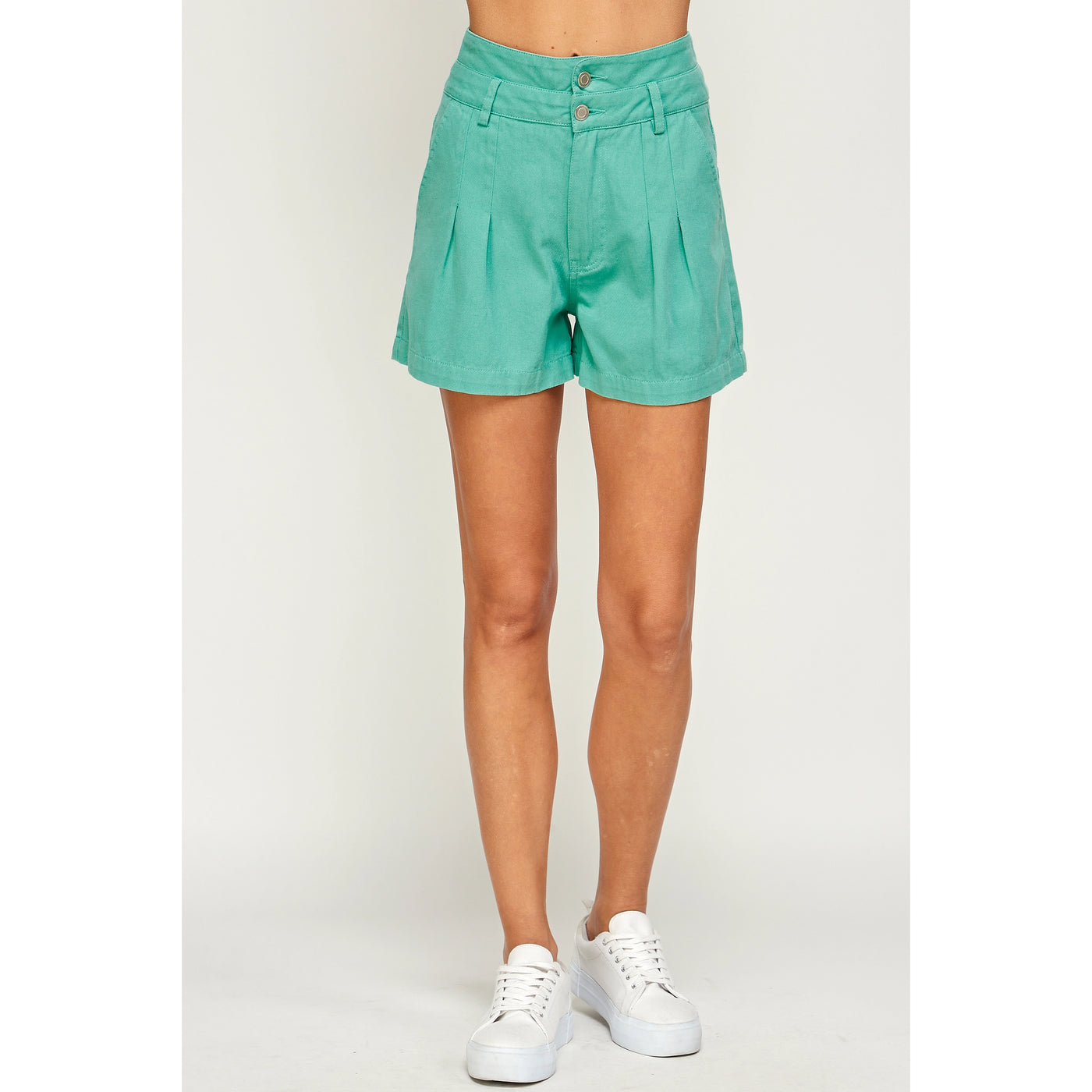 Double Button Pleated Shorts
