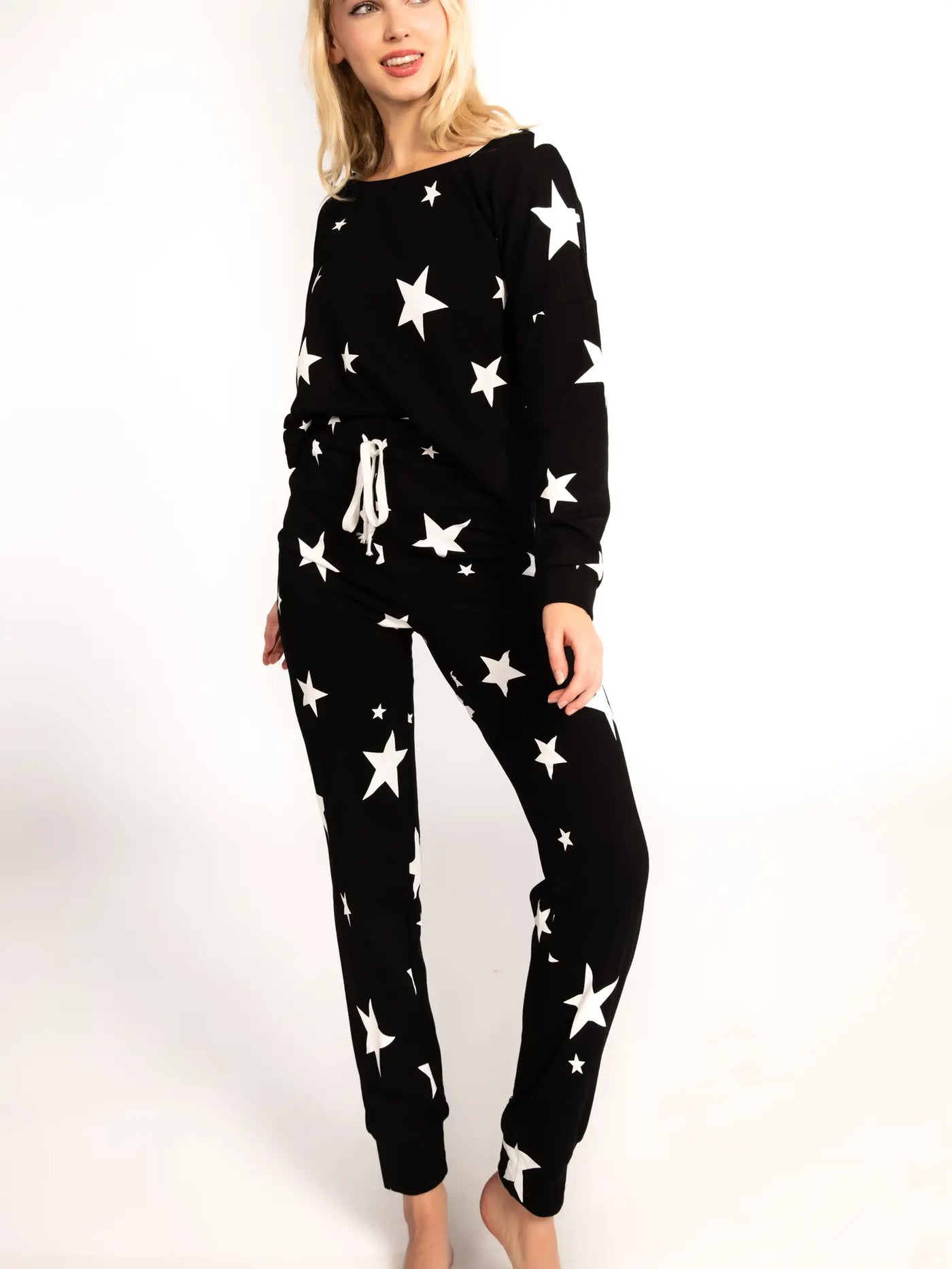 Black Star Long-Sleeve Sweatshirt and Jogger Set